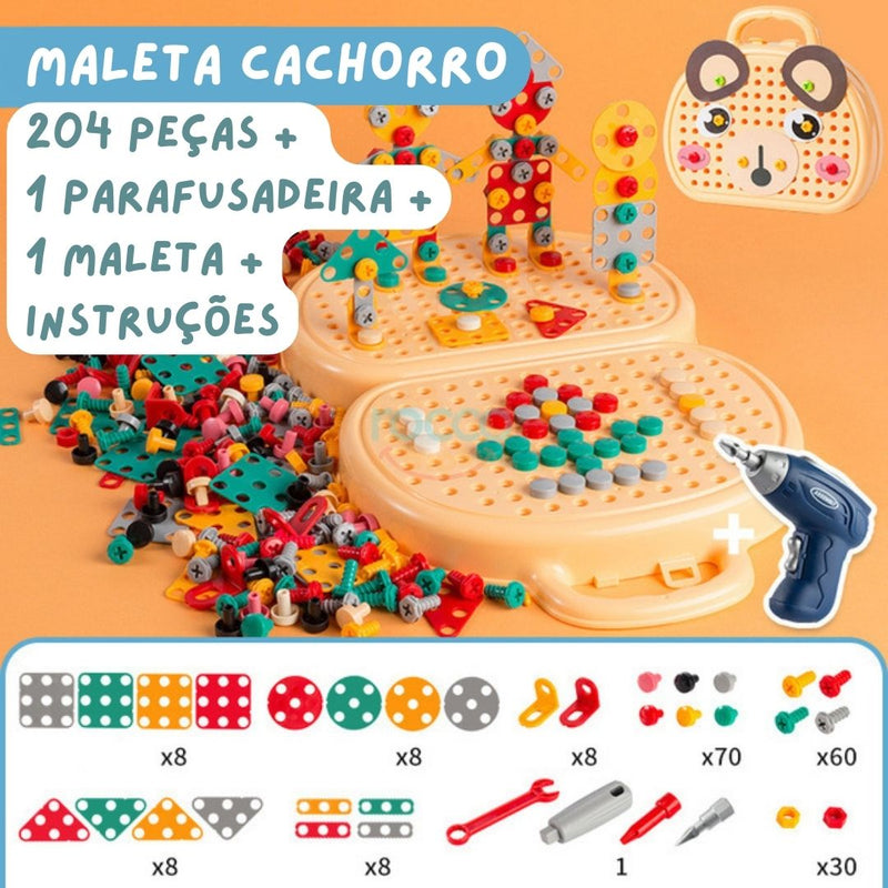 Maleta Criativa 204 peças - Estimula Criatividade Infantil!! - Nacional Descontos